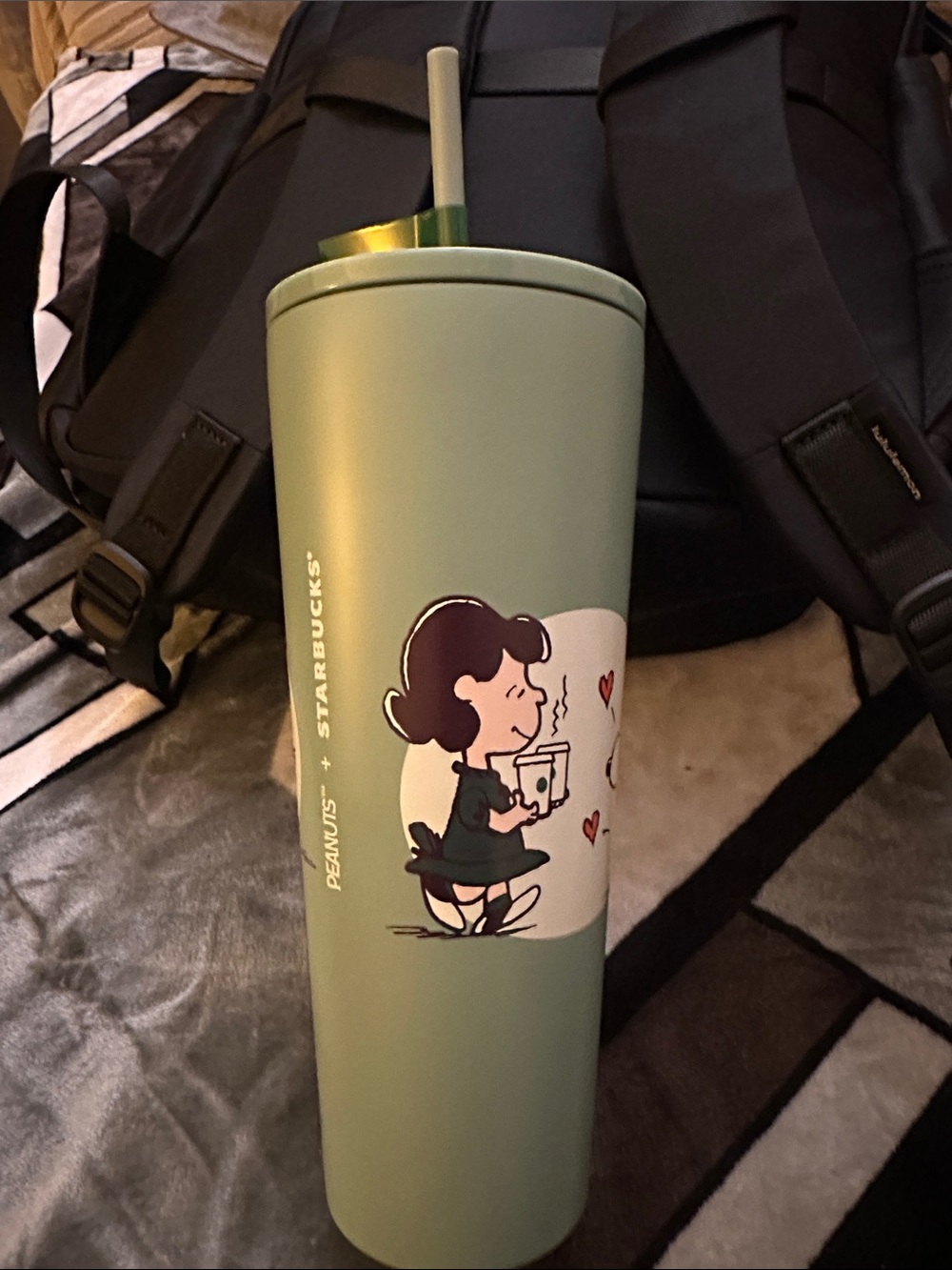 Starbucks Green Peanuts Character Travel Tumbler- limited edition